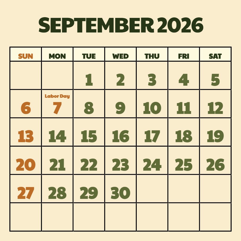 Editable September And October 2026 Calendar Printable Planning PDF Download