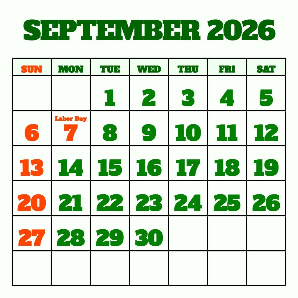 Custom September Calendar 2026 Printable Free Notes PDF Download