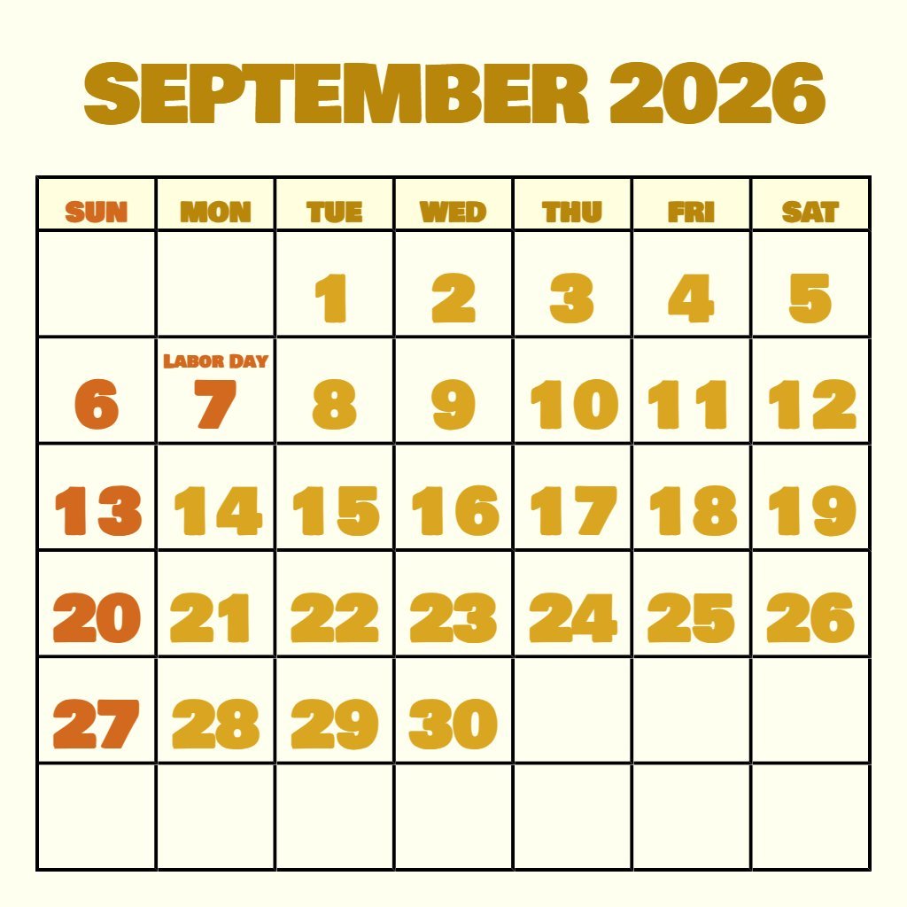 Free September Calendar 2026 Printable Free Wallpaper PDF Download