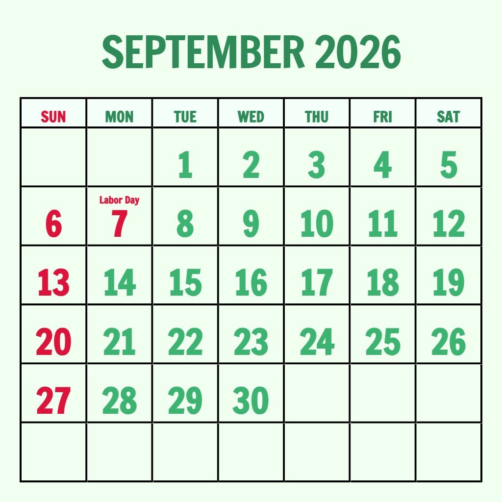 Custom September Calendar Free Printable 2026 Planning PDF Download