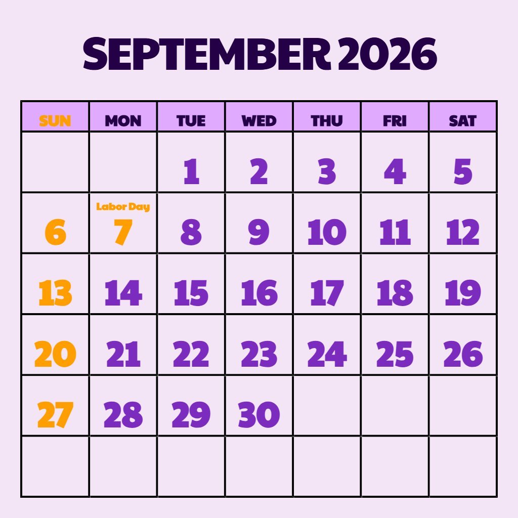 Custom September Calendar Free Printable 2026 Wallpaper PDF Download