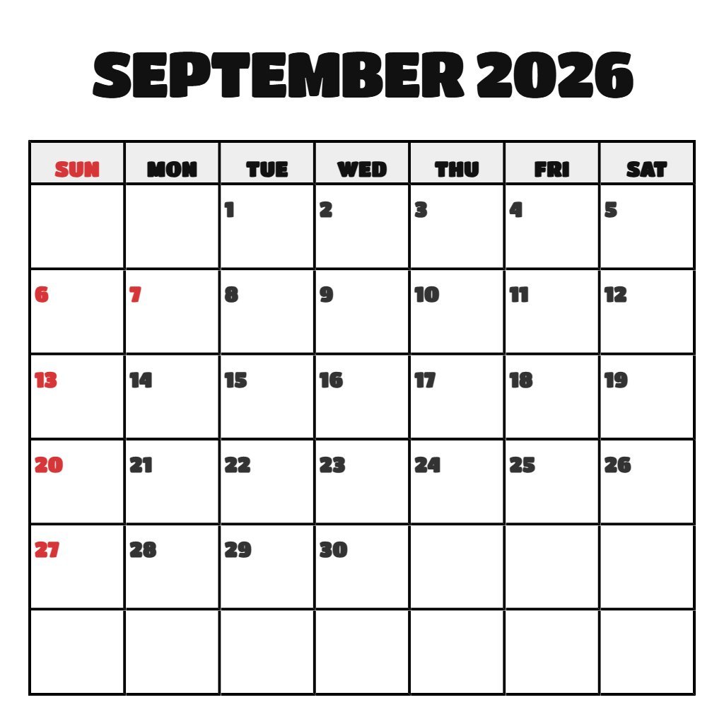 Editable September Free Printable Calendar 2026 Wallpaper PDF Download Editable September Free Printable Calendar 2026 Wallpaper PDF Download