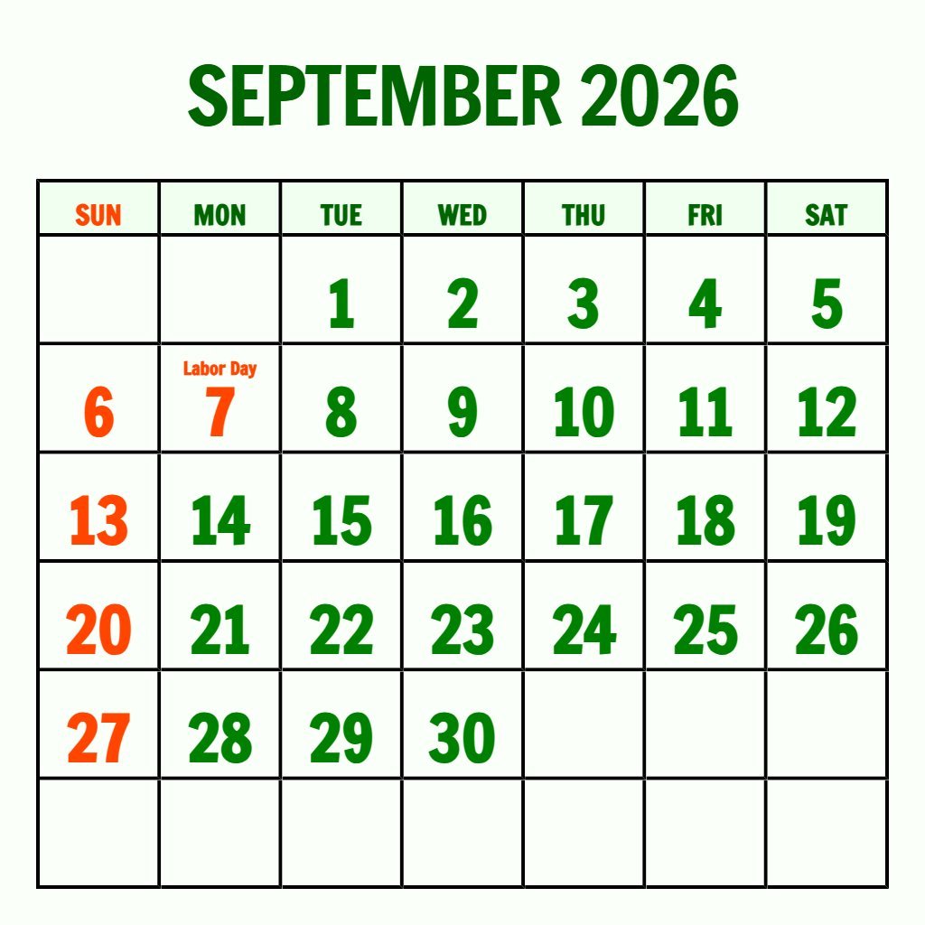 Cute September Free Printable Calendar 2026 Wallpaper PDF Download Cute September Free Printable Calendar 2026 Wallpaper PDF Download